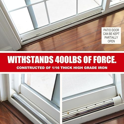 Vista 7 de SECURITYMAN - Barra de seguridad para puerta, 2 en 1, topes de puerta ajustables, barra de seguridad y barra de seguridad para puerta corredera