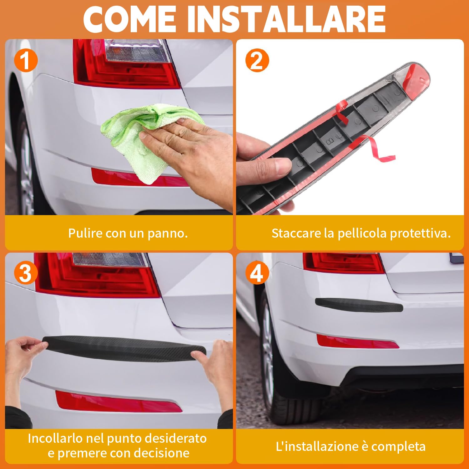 Protezione Paraurti Auto Set di 4 Strisce Protettive Universali in Gomma Anticollisione