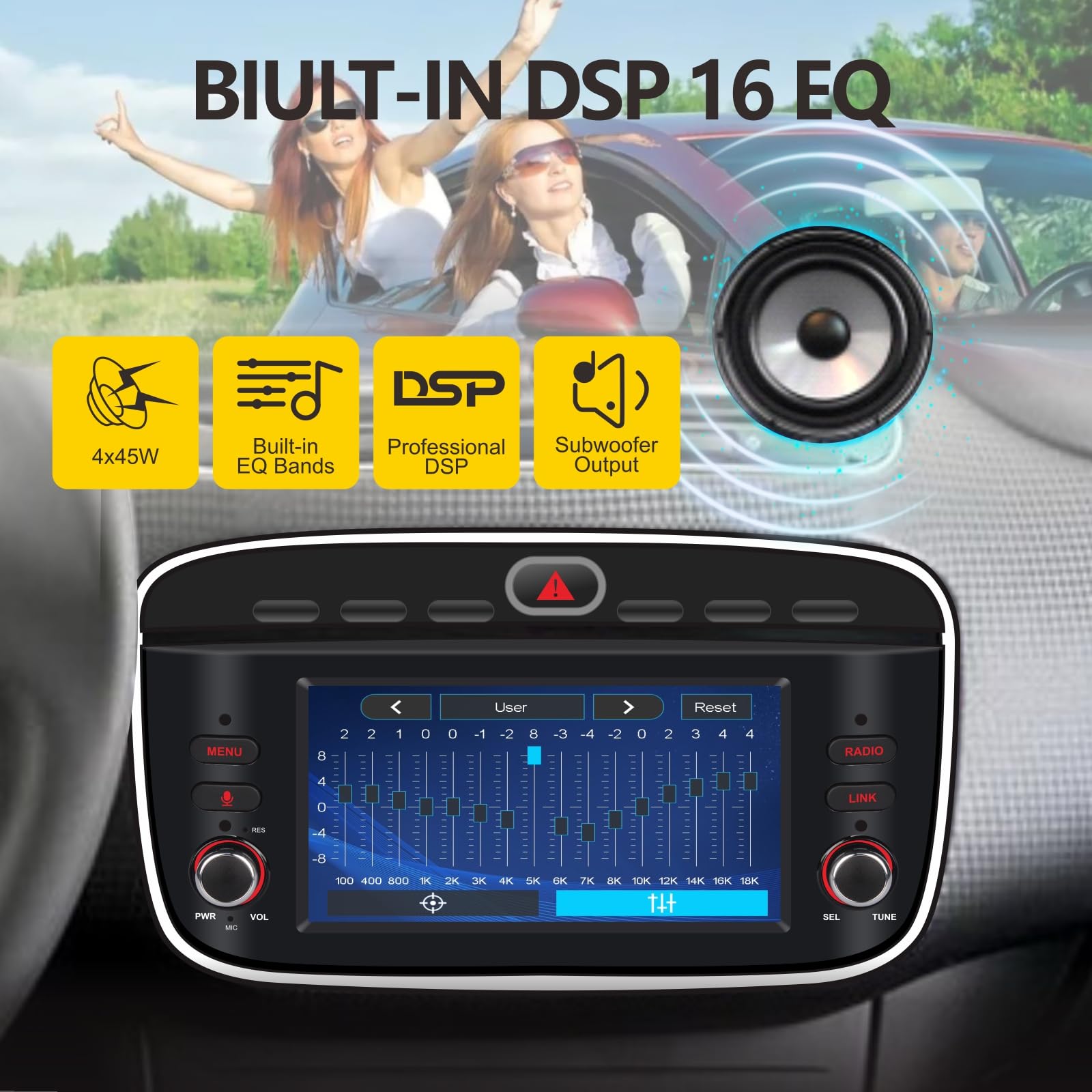 Autoradio per Fiat Punto(2010-2016) Linea(2012-2015) Stereo Wireless CarPlay/Android Auto Bluetooth RDS