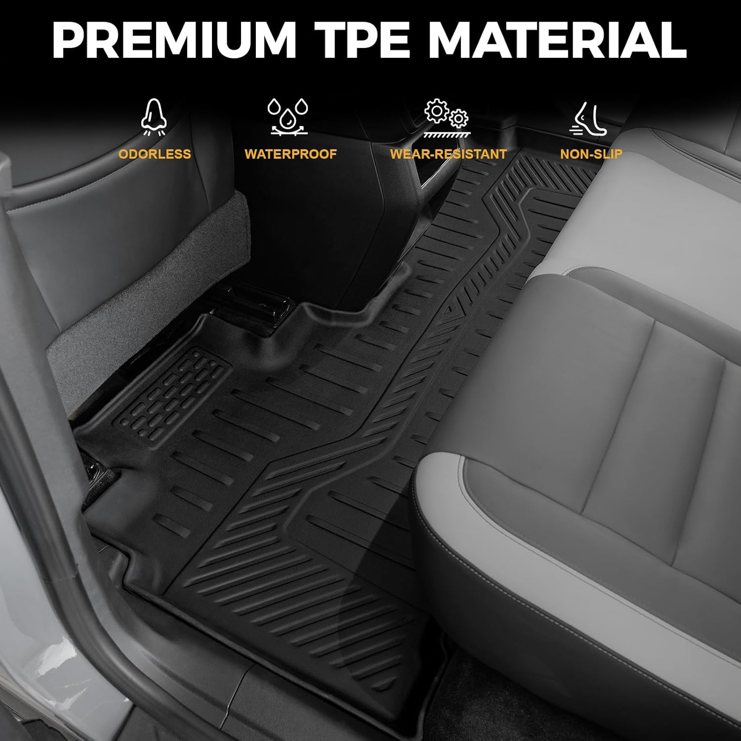 Floor Mats for Honda Prologue/Chevy Blazer EV 2024-2026, All Weather Floor Mats Trunk Cargo Liner with Backrest Protectors and Door Sill Guards Accessories, Full Coverage Set - Image 3