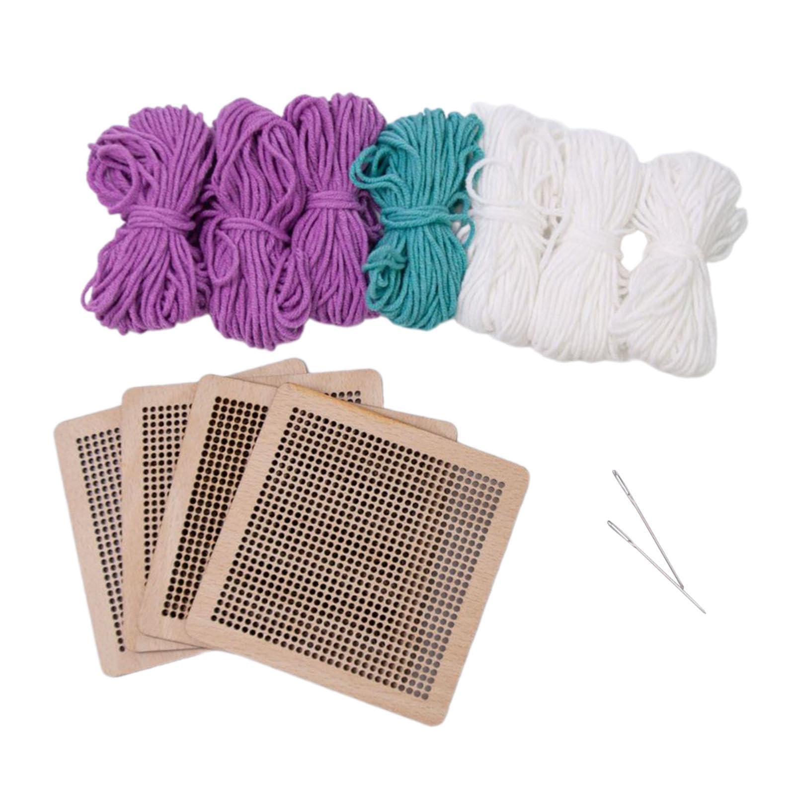 Coaster Latch Hook Kits 10x10cm Crochet Embroidery for Kids Adults Beginners Purple|Crafts | Needlecrafts & Yarn | Embroidery & Cross Stitch |1 Coaster DIY Latch Hook Set-image-38