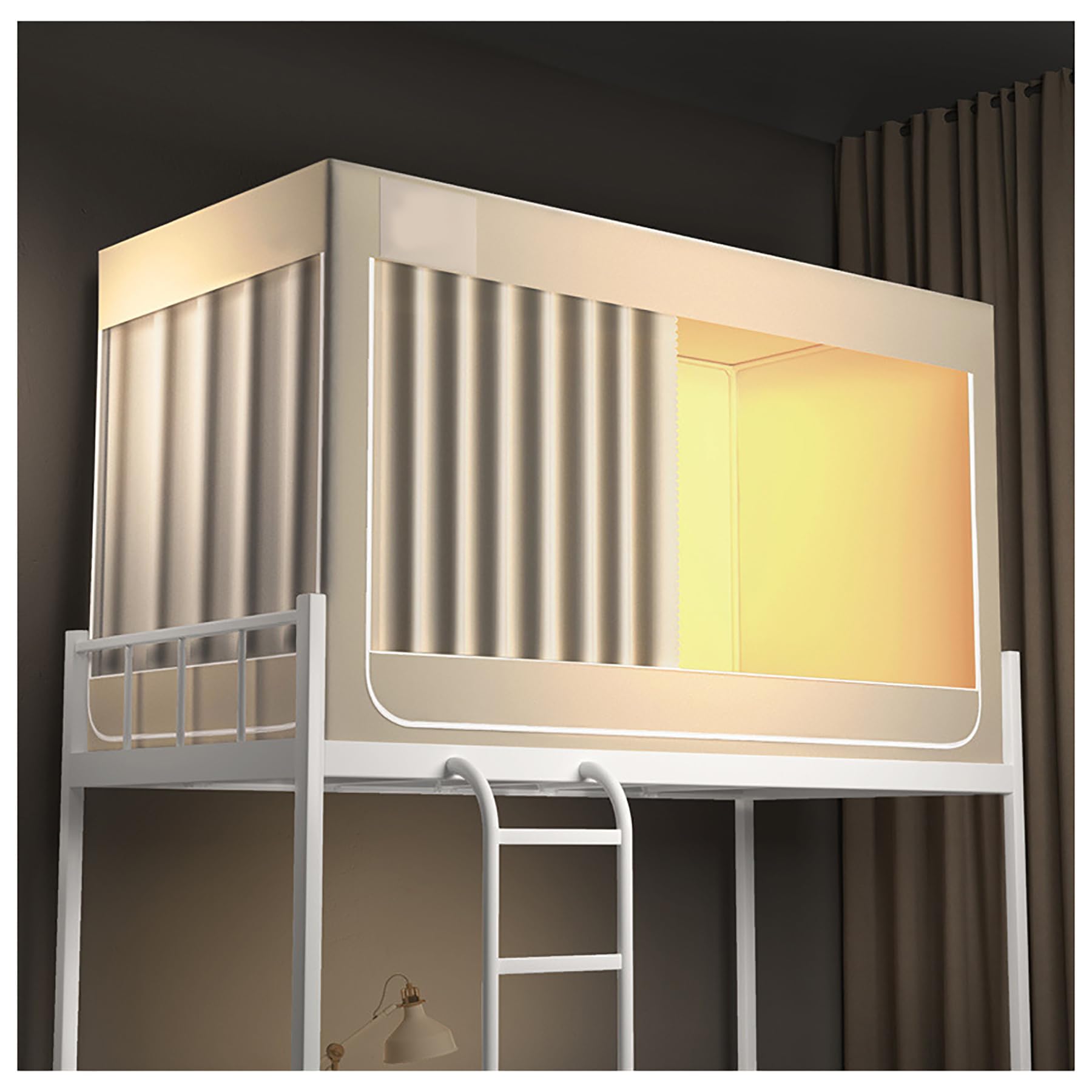 Usknxiu Beige Bed Curtain Canopy With 4 Corner Posts - Bed Tent For Twin & Dorm Beds, Blackout Canopy Bed Curtains