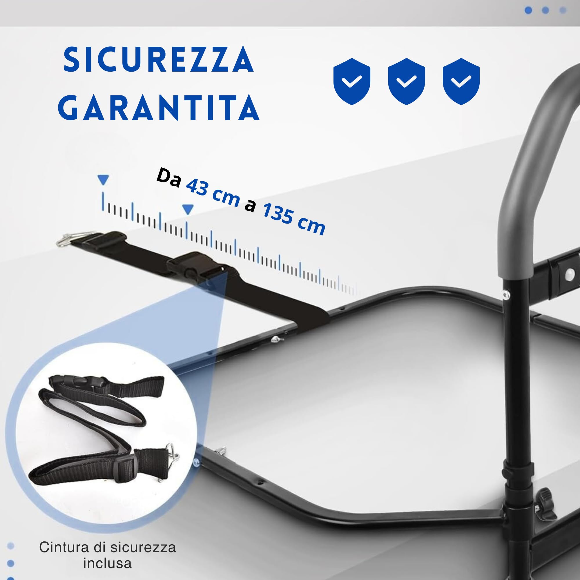 Sponde Letto Anziani Anticaduta – Barriera Letto per Adulti – Sponda Letto Matrimoniale Universale – Sbarra di Sicurezza Robusta e Facile da Montare – Protezione Letto per Anziani