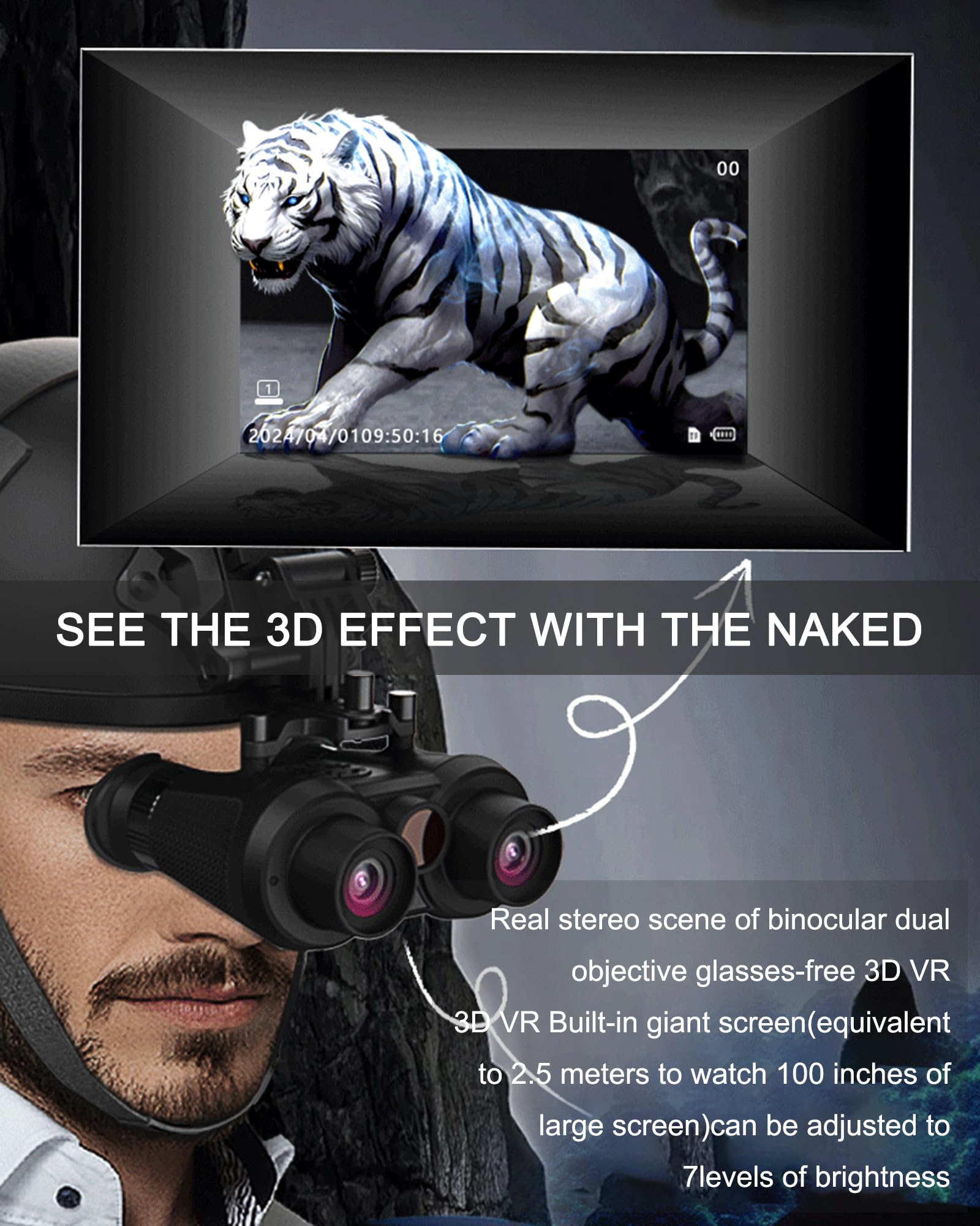 HMWOKPOT Digital Infrared Night Vision Binoculars for Adults, Head-Mounted Night Vision Goggles 6X Digital Zoom - f/1.2 Large Aperture