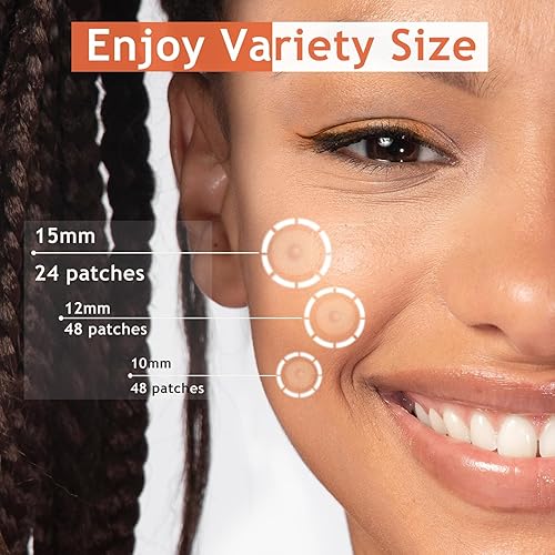 Miniatura 10 de Parches de espinillas ultra  Parche hidrocoloide para el acné para cubrir zits e imperfecciones, brotes de acné, calcomanías para puntos de acné