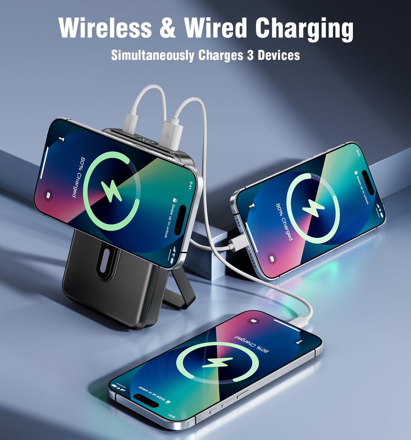 Tyonto per Magsafe Powerbank per iPhone Capacità della batteria 10000 mAh Power bank a ricarica rapida PD 22.5W, Con supporto portatile e display digitale LED Per iPhone serie8-16