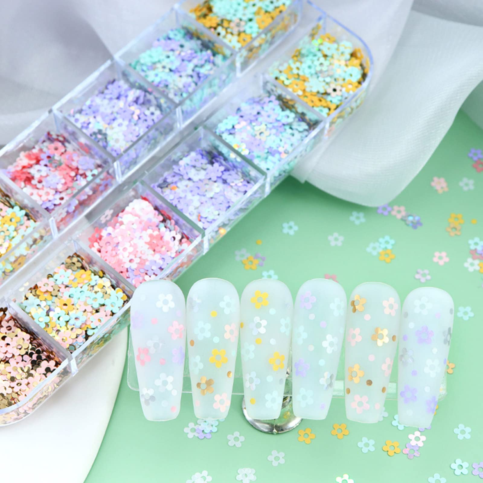Paillettes Fleurs Micro Pour Résine époxy - 6 Grilles Colorées - Déco Bijoux, Nails Art, Bougies, DIY - 5