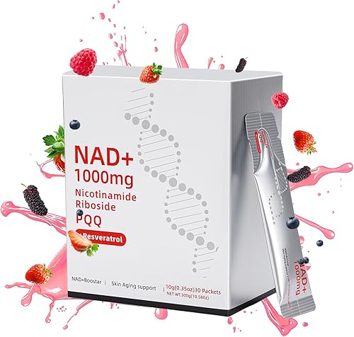 vyaji 1000mg NAD+ Suplemento líquido, ribósido de nicotinamida y resveratrol, aumenta la energía celular,
