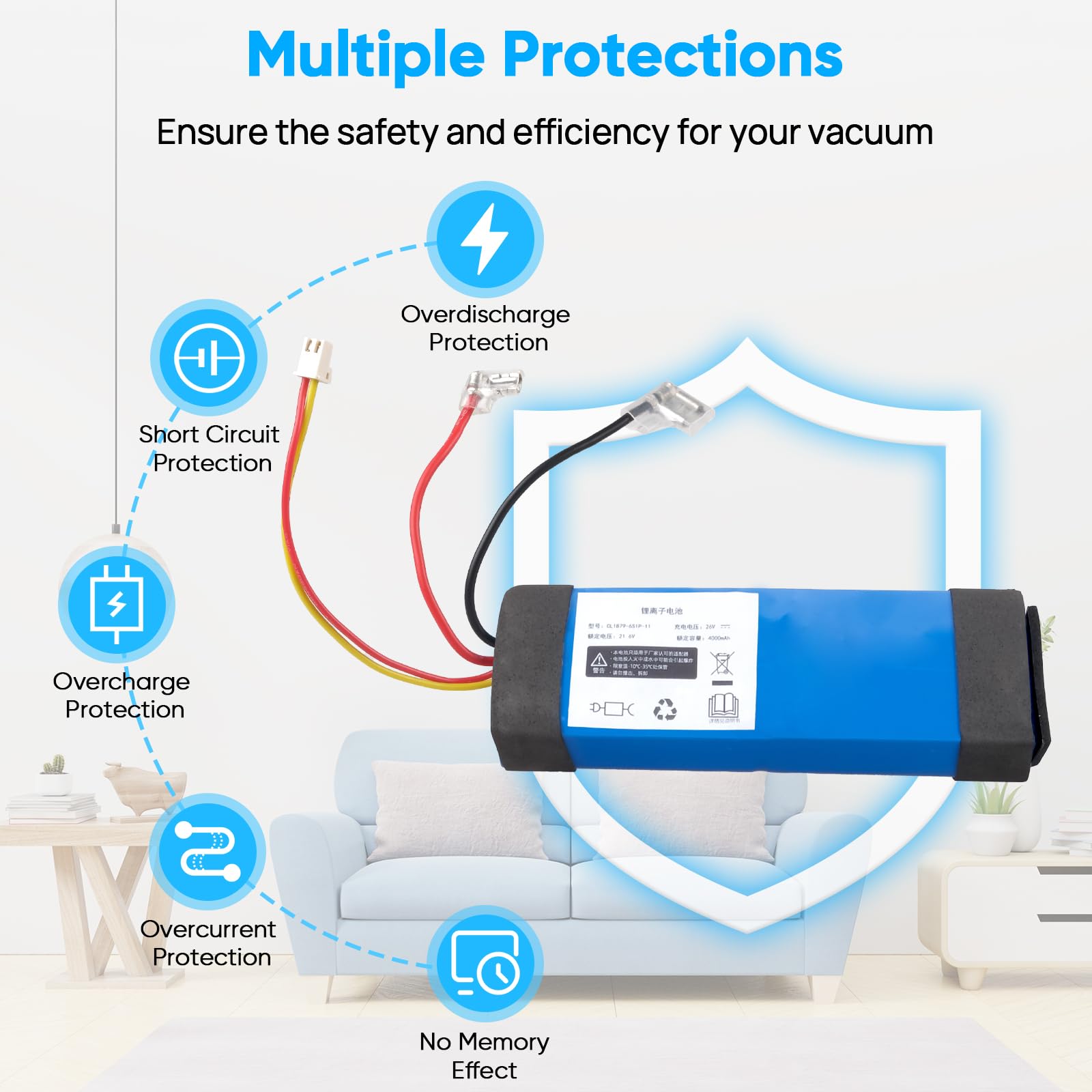 21,6 V 4000 mAh Akku Kompatibel mit Tineco iFloor 3, Floor ONE S3, iFloor 3 Breeze Plus, Tineco S3, Floor One S3 Breeze, Floor ONE 1.0, Floor 2.0 Slim Staubsauger