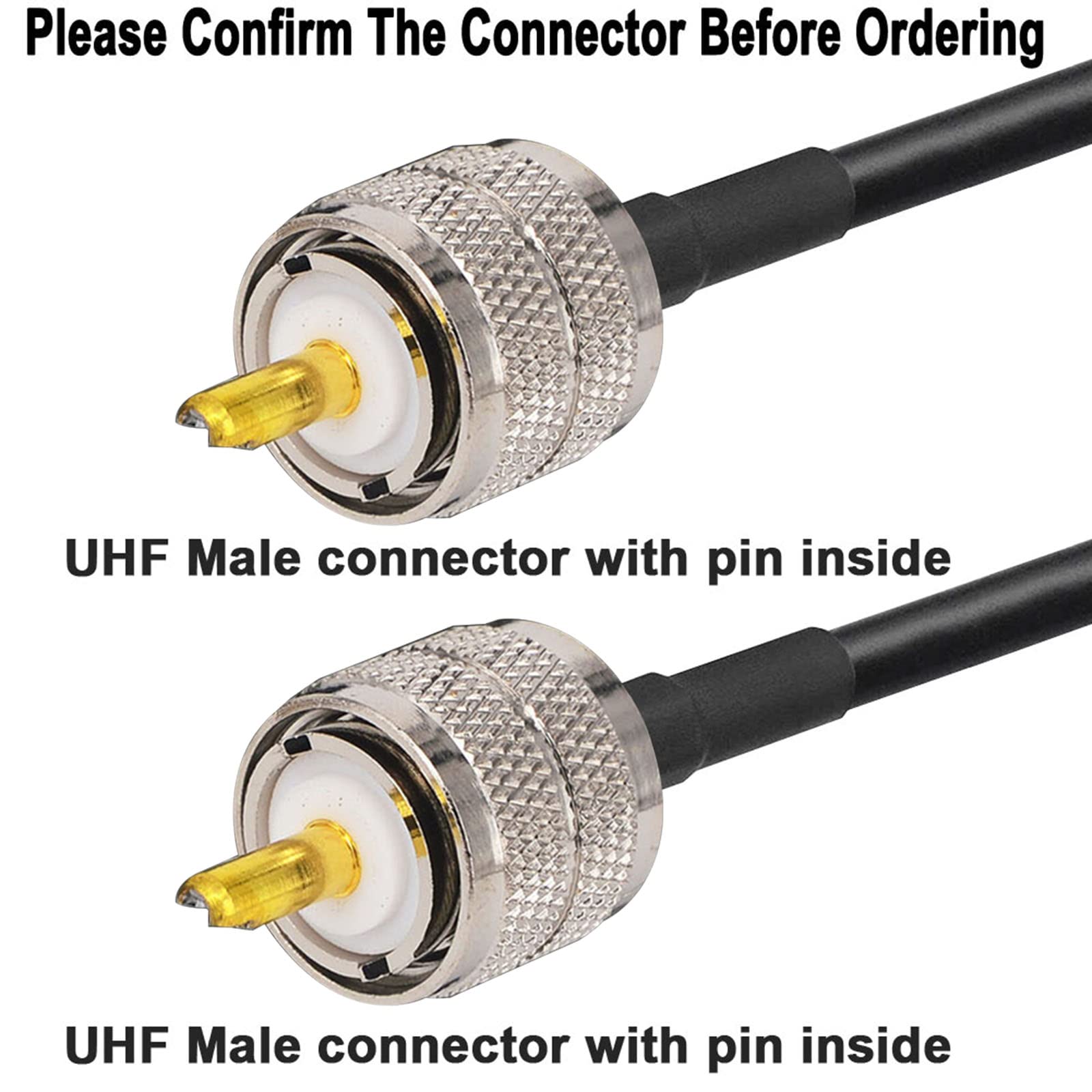 CB Coax Cable,RG58 Coaxial Cable 49.2ft,UHF PL259 Male to Male Cable 50 Ohm Low Loss for CB