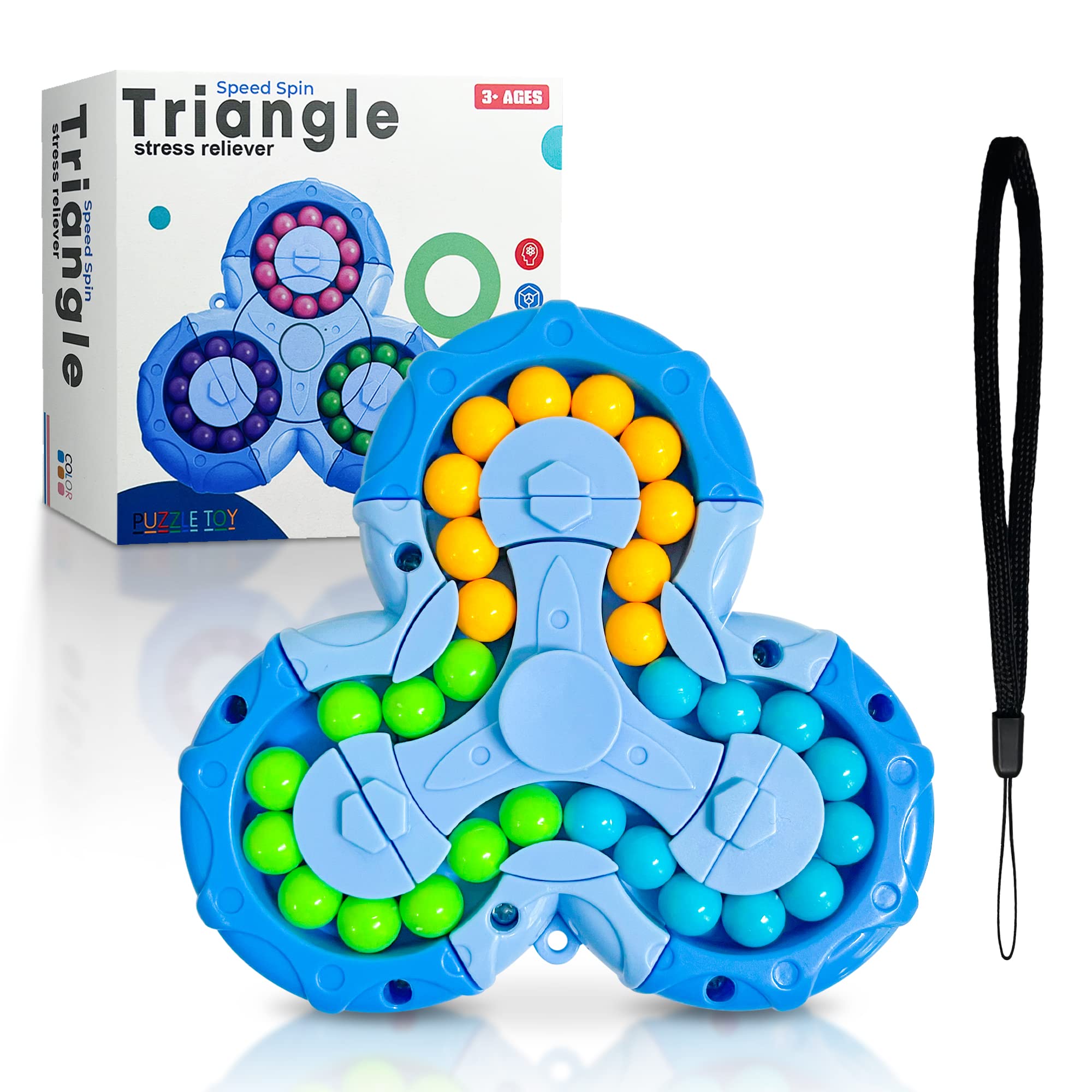 STONGBO Fidget Toys - Fidget Spinners Pop Sensory Toys - Puzzles for Adults, Stress Relief Gifts, Anxiety Relief Autism Learning & Education Toys, Rotating Magic Bean Games Funny Gifts(Blue)