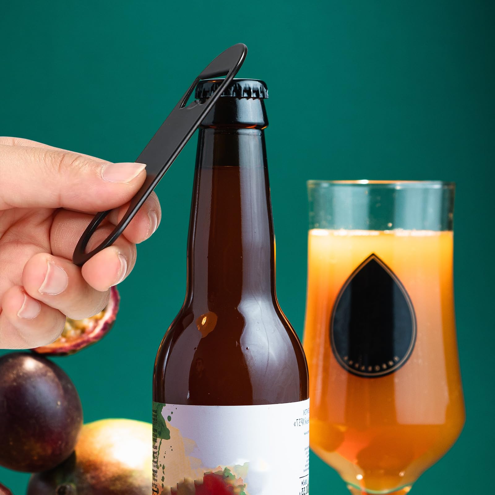 Paquete de 50 abrebotellas plano de acero inoxidable con llavero de 3.5 pulgadas, abrebotellas de cerveza plano, llavero negro mini abridor de botellas de metal para camarero, cocina, bar,