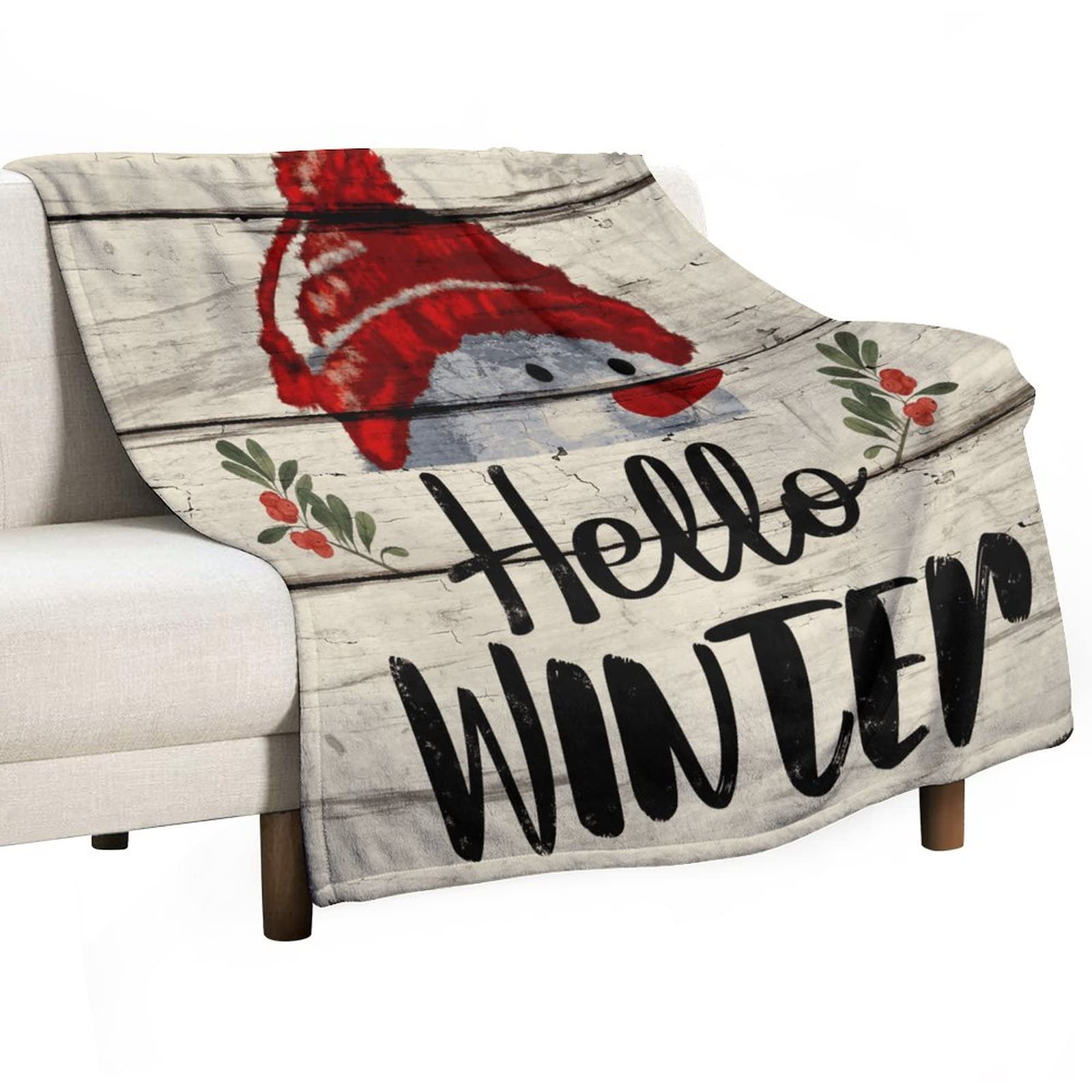 Couverture en flanelle Hello Winter 130x150 cm pour lit et canapé