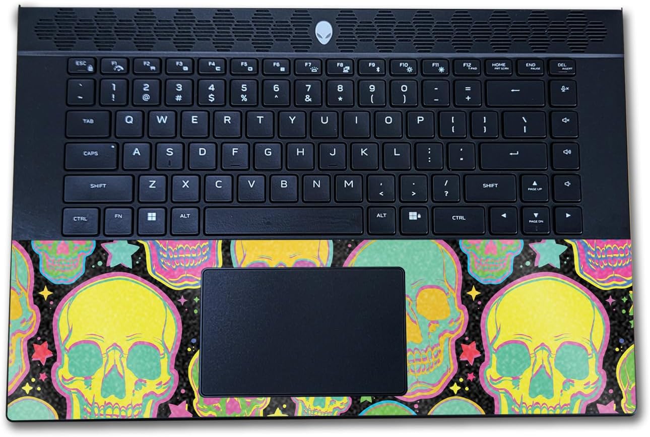 Glossy Glitter Laptop Skin Compatible with Alienware M16 R2 (2024) - Candy Skulls - Premium 3M Vinyl Protective Wrap Decal Cover - Easy to Apply | Crafted in The USA by MightySkins image 2