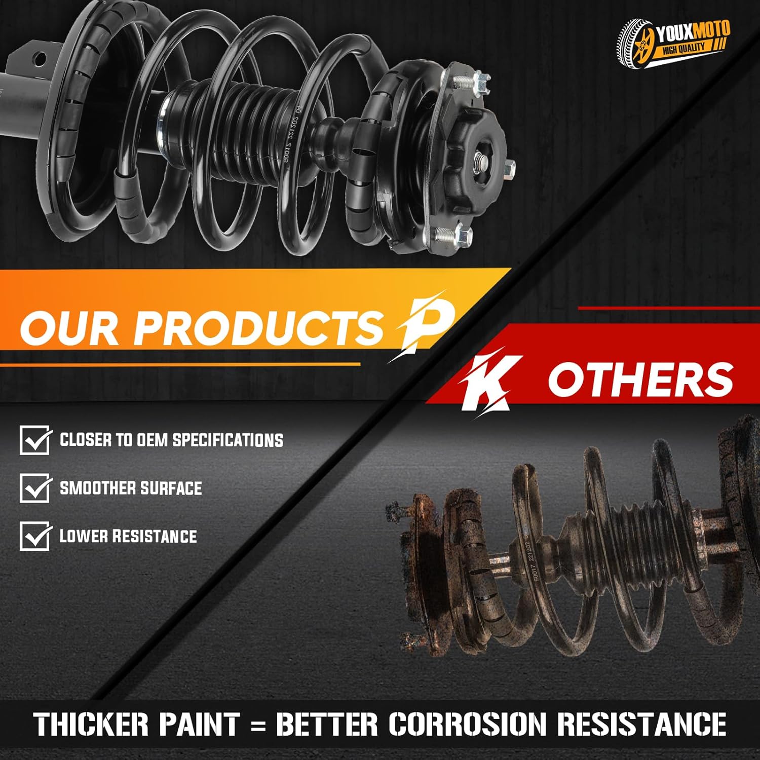 Front Complete Strut Shock Absorber with Coil Spring Fit for Toyota Camry LE SE XLE 2002 2003,for Lexus ES300 3.0L 2002 2003, w/o adaptive variable suspension, Replace 171490 171491 (Set of 2)