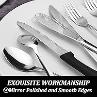 Vista 6 de Dominion - Juego de cubiertos con cuchillo de mantequilla, 25 piezas de cubiertos de acero inoxidable 18/0 para 4, incluye cuchillo de carne