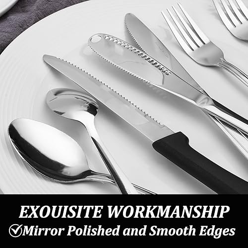 Miniatura 6 de Dominion - Juego de cubiertos con cuchillo de mantequilla, 25 piezas de cubiertos de acero inoxidable 18/0 para 4, incluye cuchillo de carne