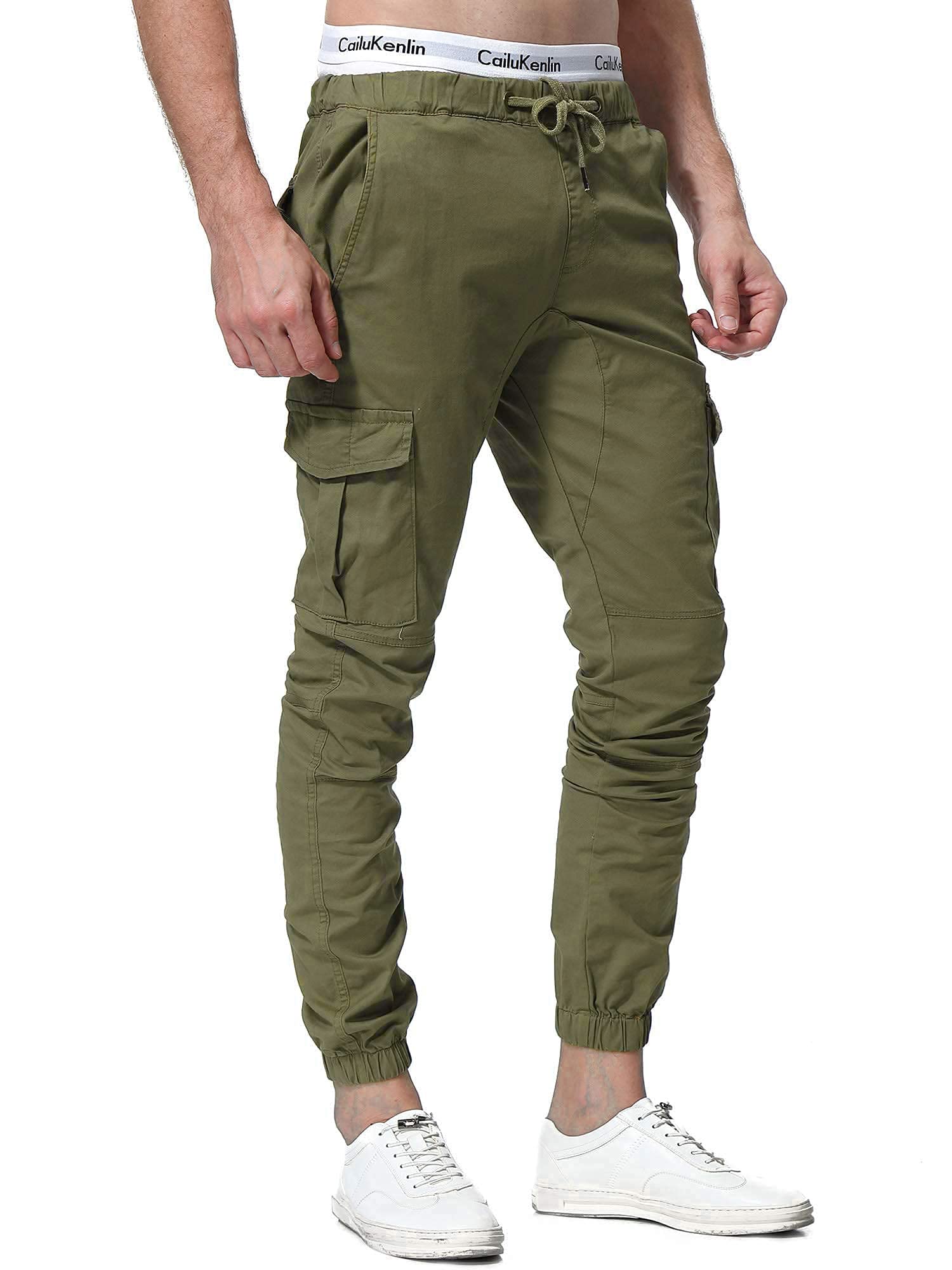 Zoerea Pantaloni Uomo Lunghi con Coulisse Tasche Laterali Maschio Cargo Pants Casual Sport Trousers