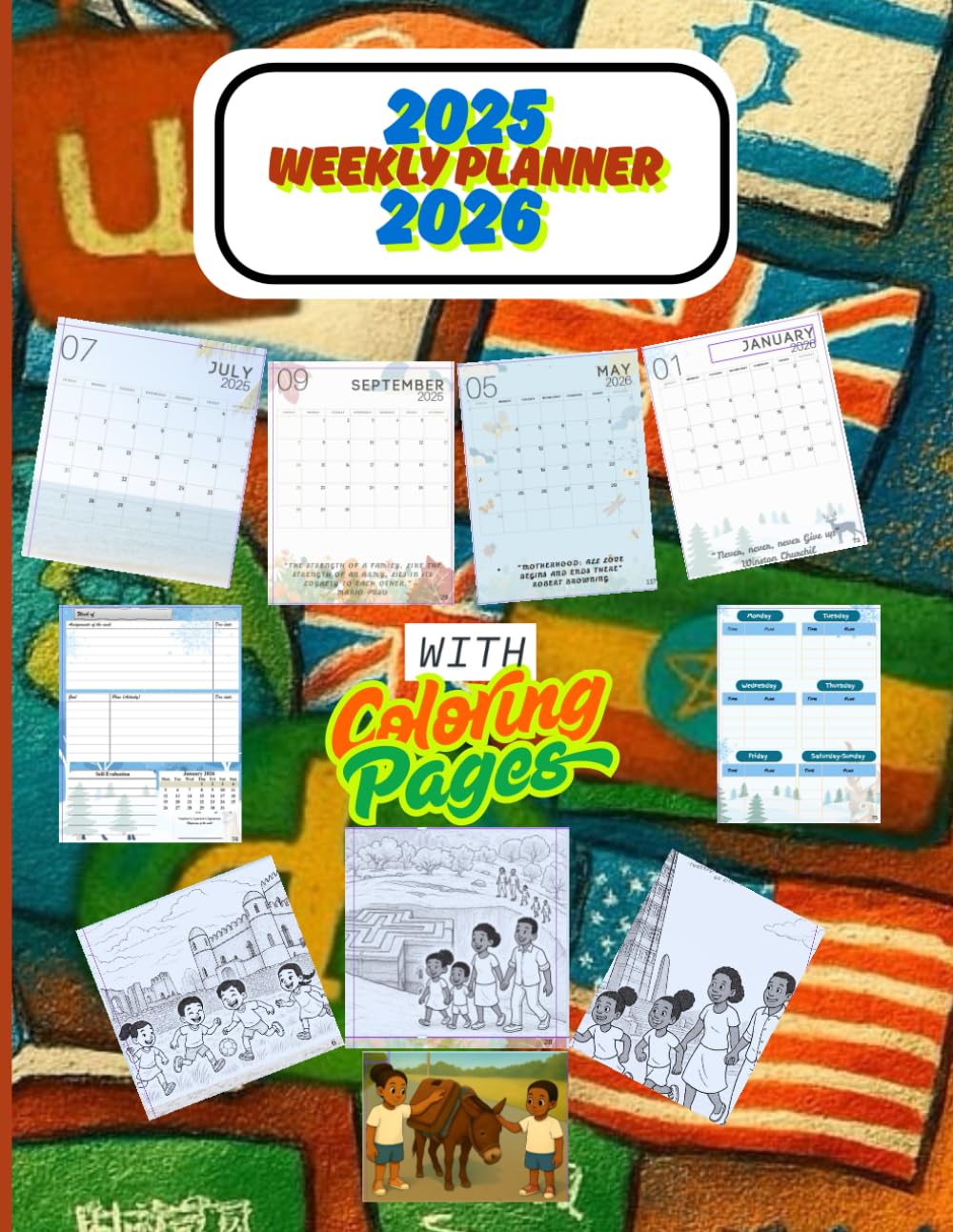 Weekly planner 2025-2026 avec coloriages mensuels anti-stress pour le primaire