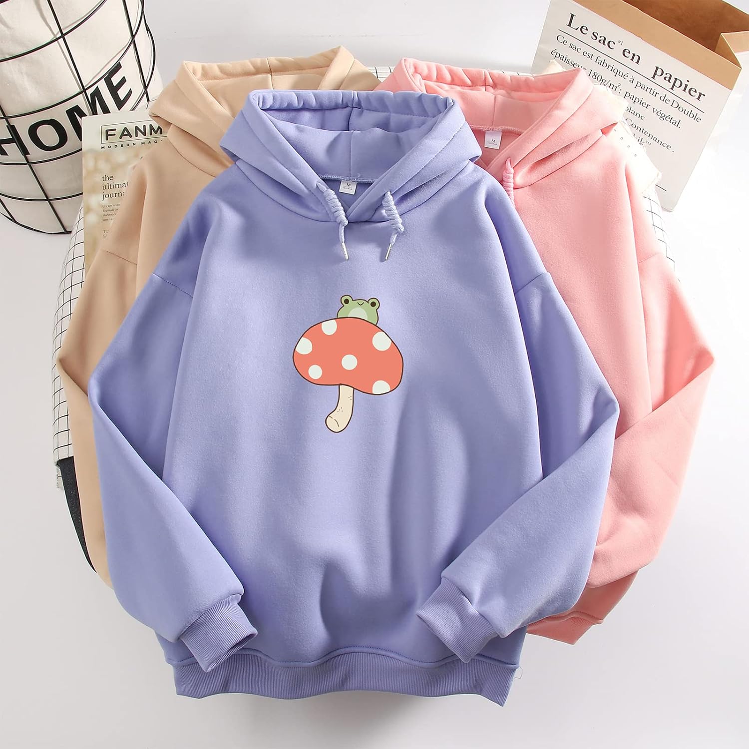 KEEVICI Women Cute Frog Sweatshirt Kawaii Mushroom Hoodie for Teen Girls Aesthetic Cottagecore Clothes Feminino Hoodies - Image 4