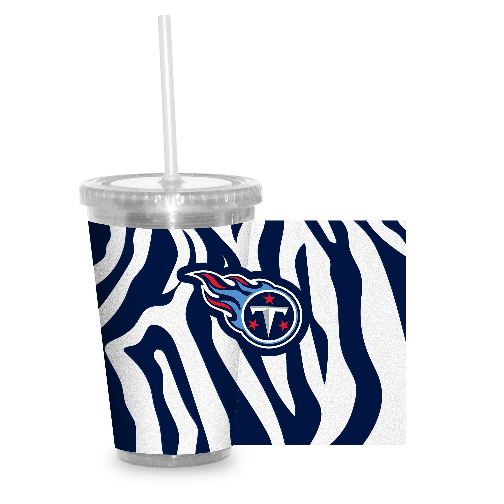 Gobelet NFL Tennessee Titans pailleté blanc avec paille pour vos jours de match