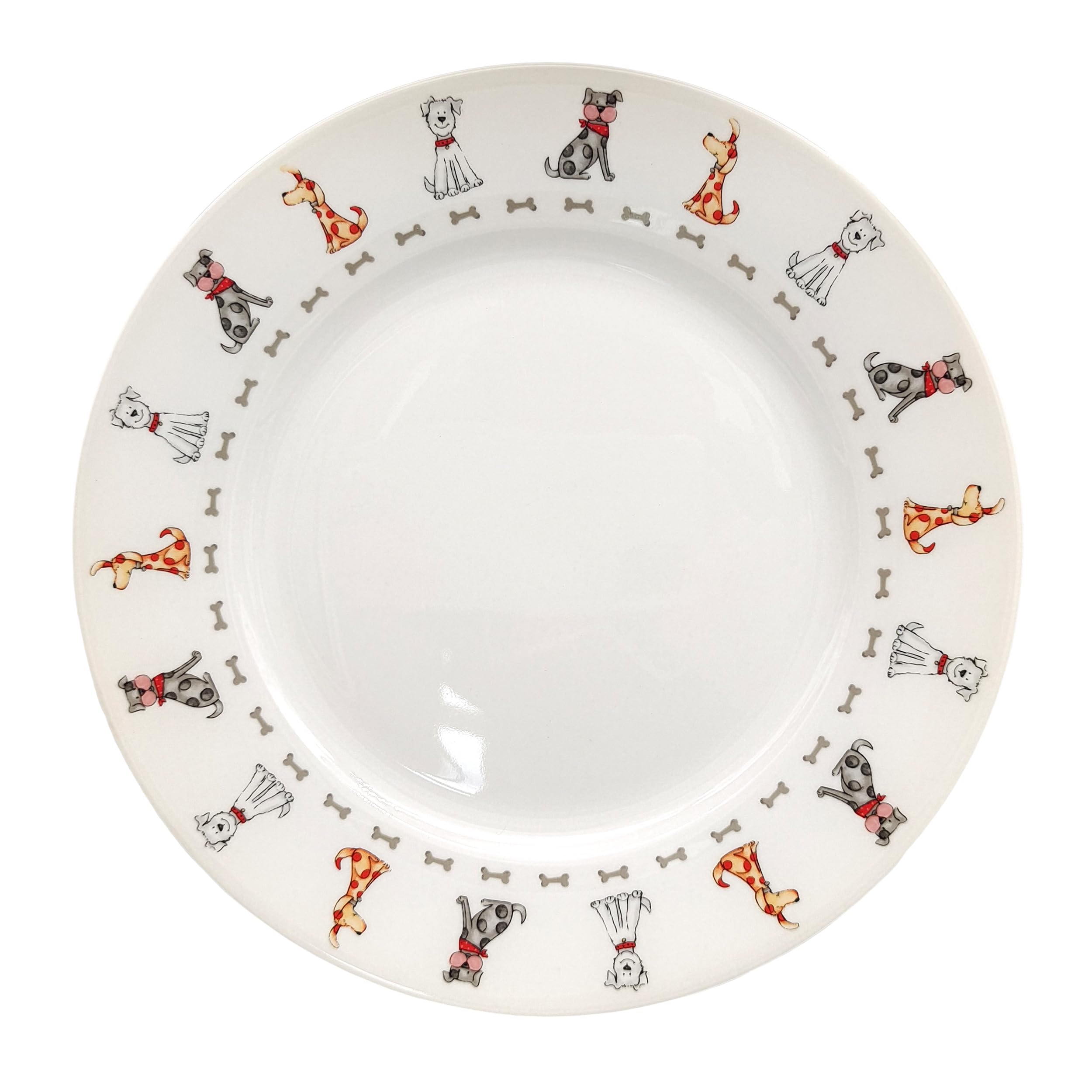 SPOTTED DOG GIFT COMPANY Talerze deserowe, zestaw 4 ceramicznych talerzy do serwowania ciast, przystawek, sałatek i chlebów, można używać w kuchence mikrofalowej i zmywarce 19 cm - psy