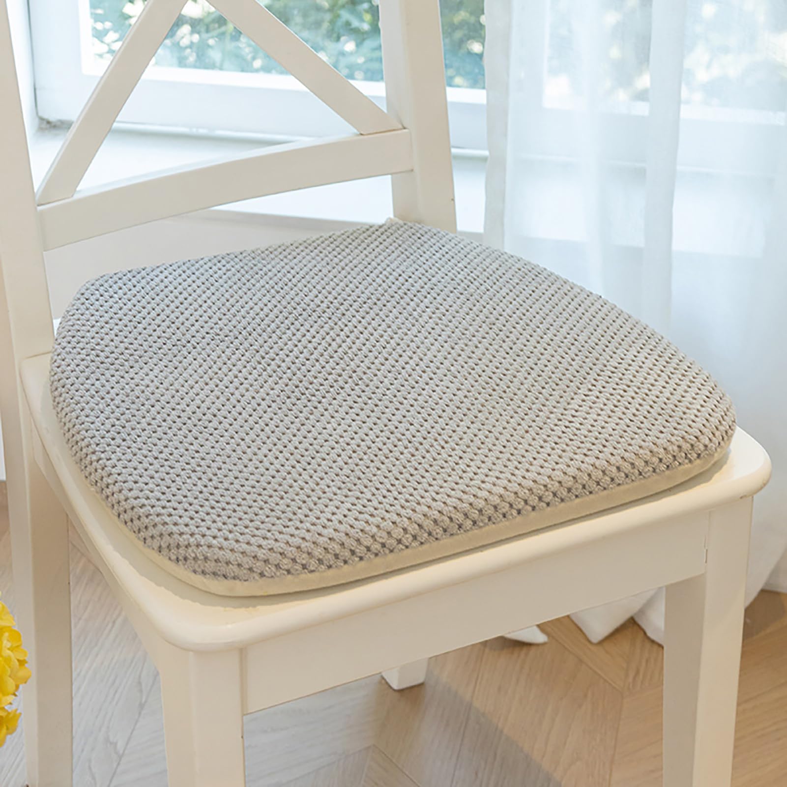 Fslvmin Indoor Chair Seat Cushions For Kitchen/dining Room, U-shaped Chairs Pads with Non-slip Backing & Ties, Thick Solid Color Seat Pads for Long Sitting, Washable Cover(2pcs(16x17inch), Gray1) — image 1