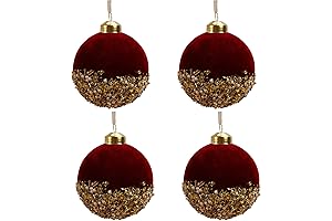 4Pcs Red Velvet Christmas Ornaments
