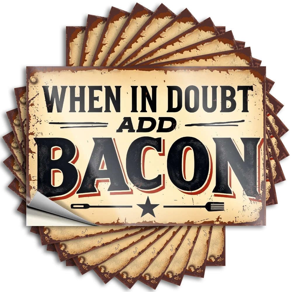 Lake Life Decor Window Lettering Sticker | When in Doubt, Add Bacon. Affirmation Durable Vinyl Sticker Easy Apply for Men(12X18CM)
