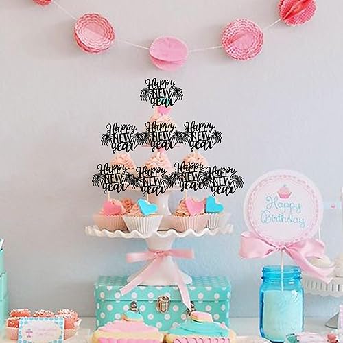 Miniatura 3 de 1 decoración para pastel de Año Nuevo 2024 con purpurina de estrella y saludos a 2024, decoración de pastel Hello 2024 para celebrar la bienvenida