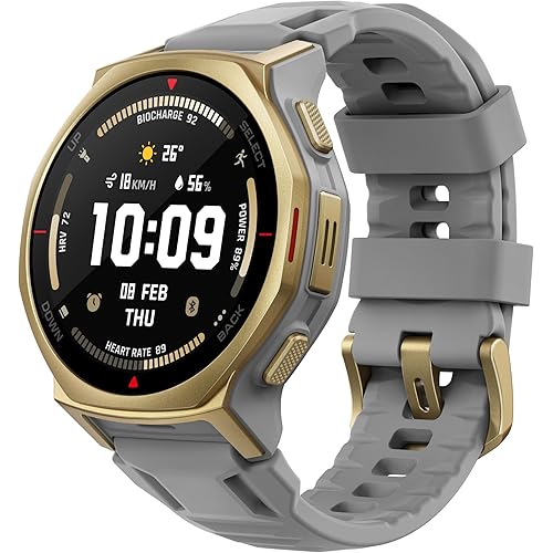 Amazfit T-Rex 3 Pro Outdoor Smart Watch 44mm Sapphire AMOLED Display with Flashlight, Ti Bezel, Dual Band GPS, Offline Maps, 17 Days Battery, 10 ATM, 180+ Sports Mode for Android & iPhone, Arctic Gold