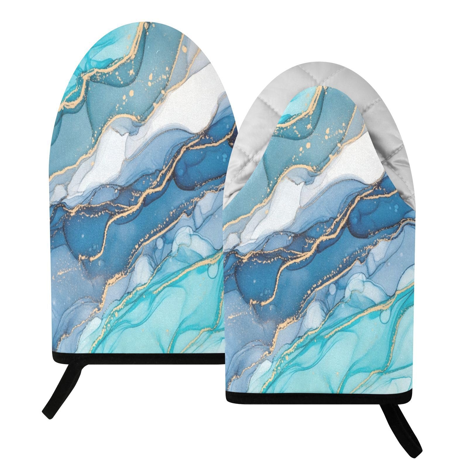 BURSTDDY Marble Oven Mitt,Heat Resistant Kitchen Mitts for Cooking