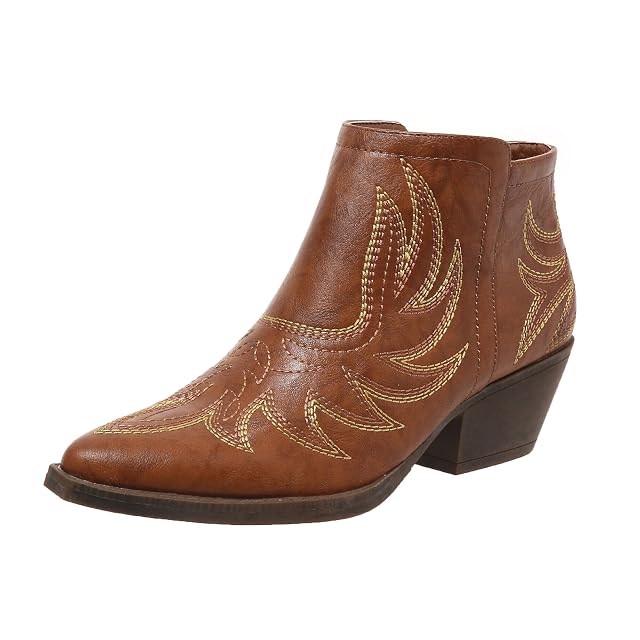 Cowboy Boots for Women Ankle Cowgirl Western Embroidered Stitched Pointed Toe Chunky Heels Country Booties