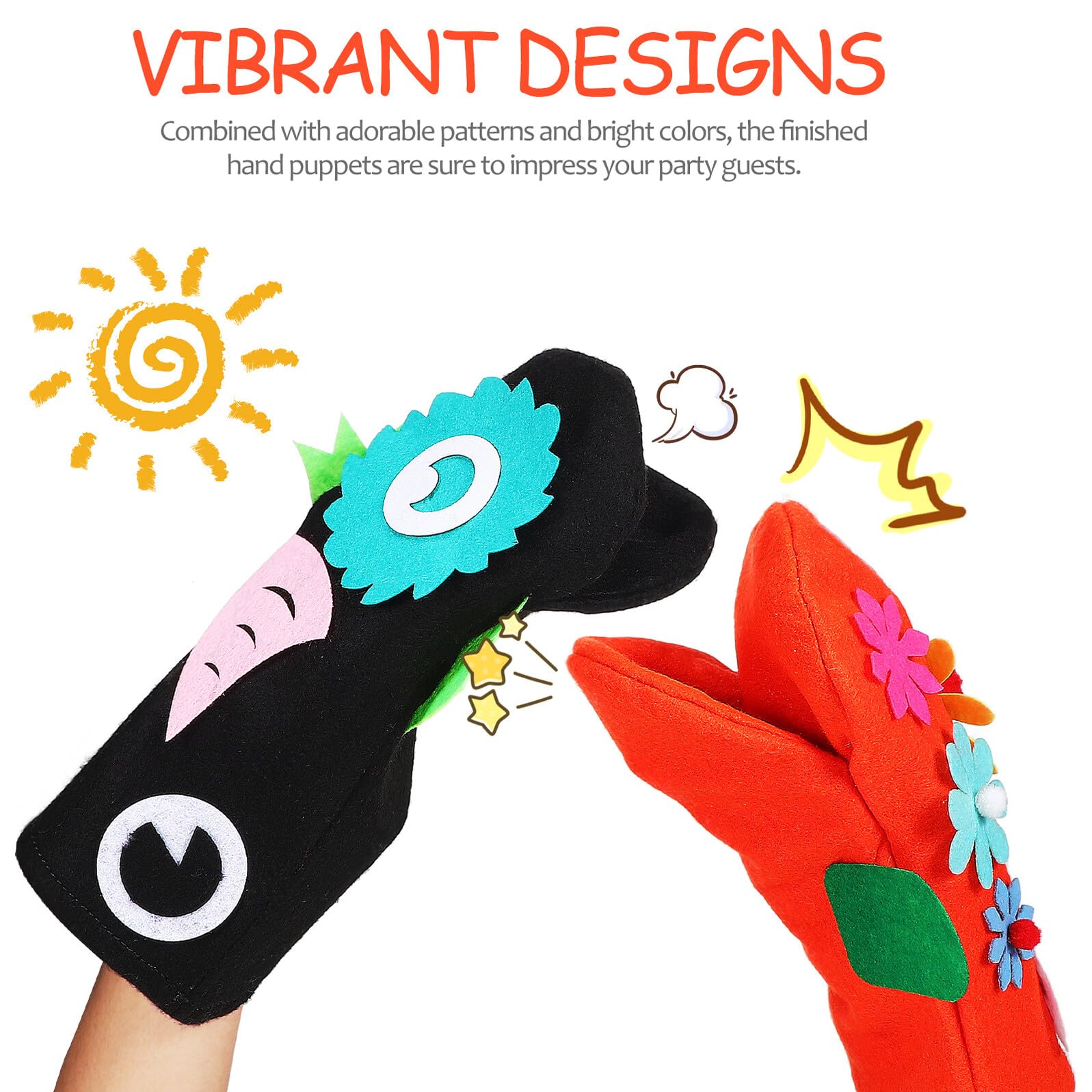 POPETPOP Kit per Creare Marionette da Mano in Feltro con Nappine e Occhi per Giochi di Ruolo Accessori Fai da Te per Burattini Creativi Completo