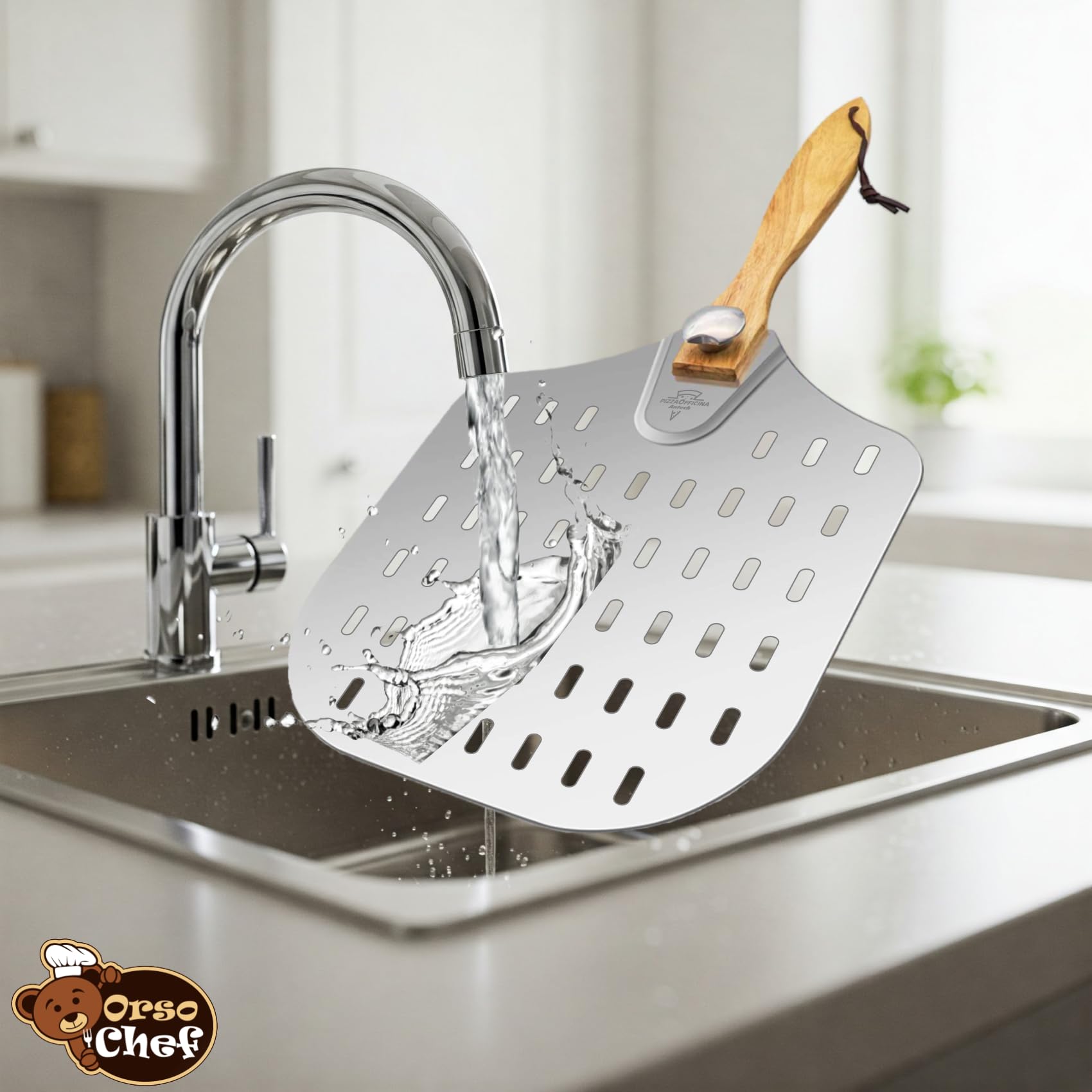 Antech Pala para Pizza Perforada de Aluminio Maxi con Mango Plegable – Perforación Profesional para Horneado Perfecto – Hasta 4 kg – Ideal para Hornos Caseros, Pizzerías y Panaderías