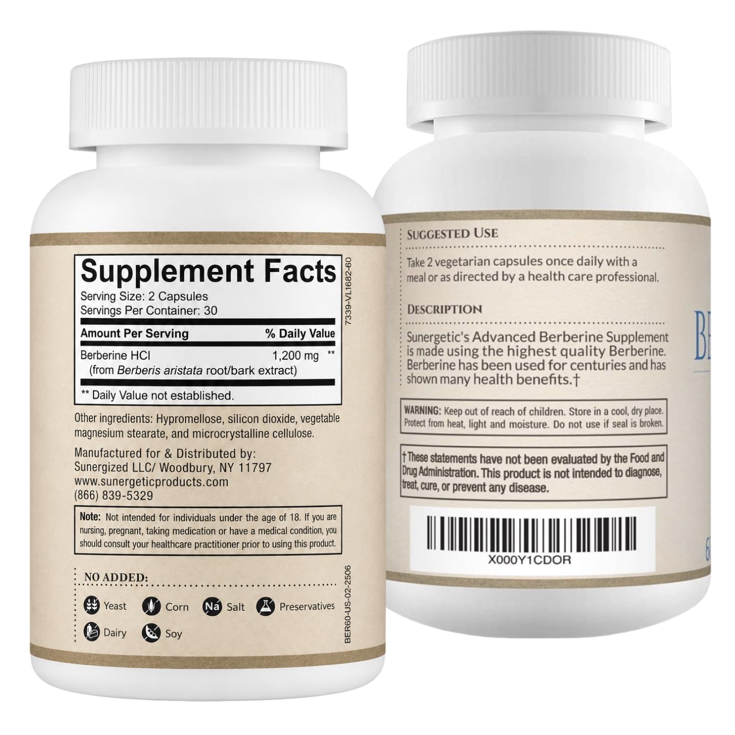 Berberine Supplement, Berberine HCl, 1,200 mg per Serving, 60 Capsules — Amazon image 7
