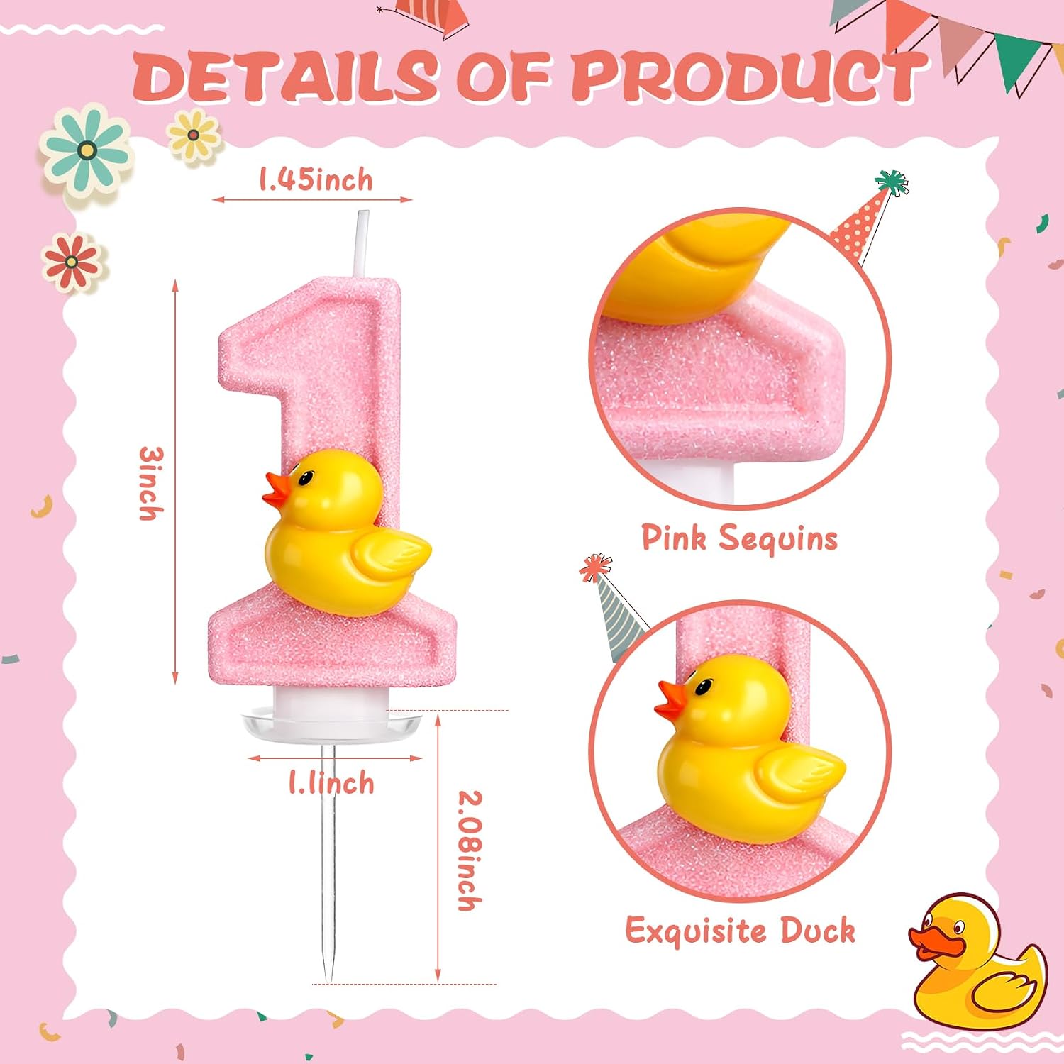 Conelist One Lucky Duck 1 Candle for First Birthday Decorations image 2