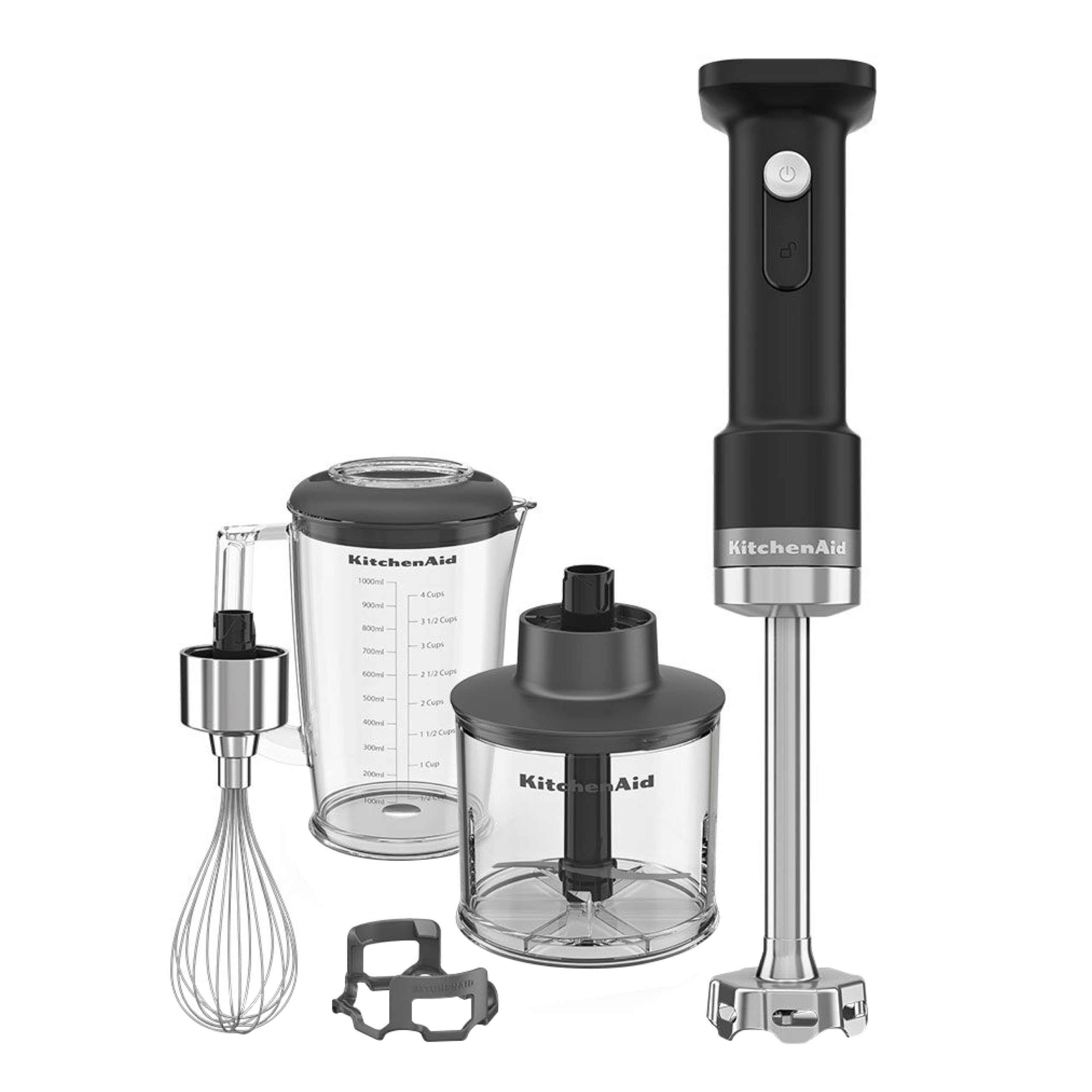 KitchenAid Go Batidora de Mano Inalámbrica, Brazo 17.78cm, Cuchilla 4 Puntas de Acero Inoxidable, Gatillo de Velocidad Variable, 30 Min Autonomía, Batería No Incluida, Negro Mate