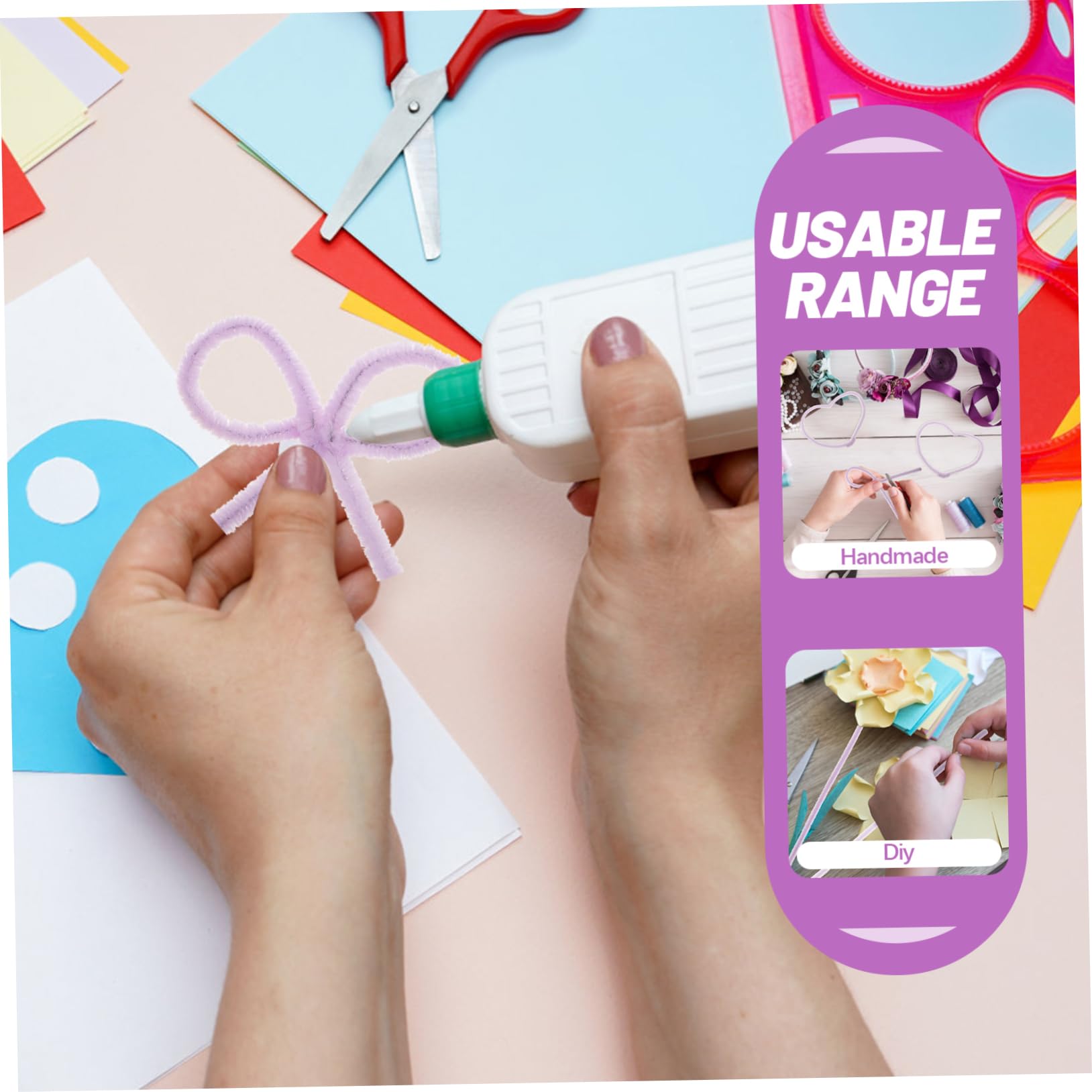 Operitacx 100Pcs Plush Rods for Flexible DIY Plush Sticks Light Purple for Crafting and Early Education Activities for Boys and Creative Projects