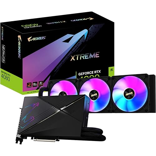 GIGABYTE AORUS GeForce RTX 4080 16GB Xtreme WATERFORCE Graphics Card, WATERFORCE All-in-one Cooling System, 16GB 256-bit GDDR6X, GV-N4080AORUSX W-16GD Video Card