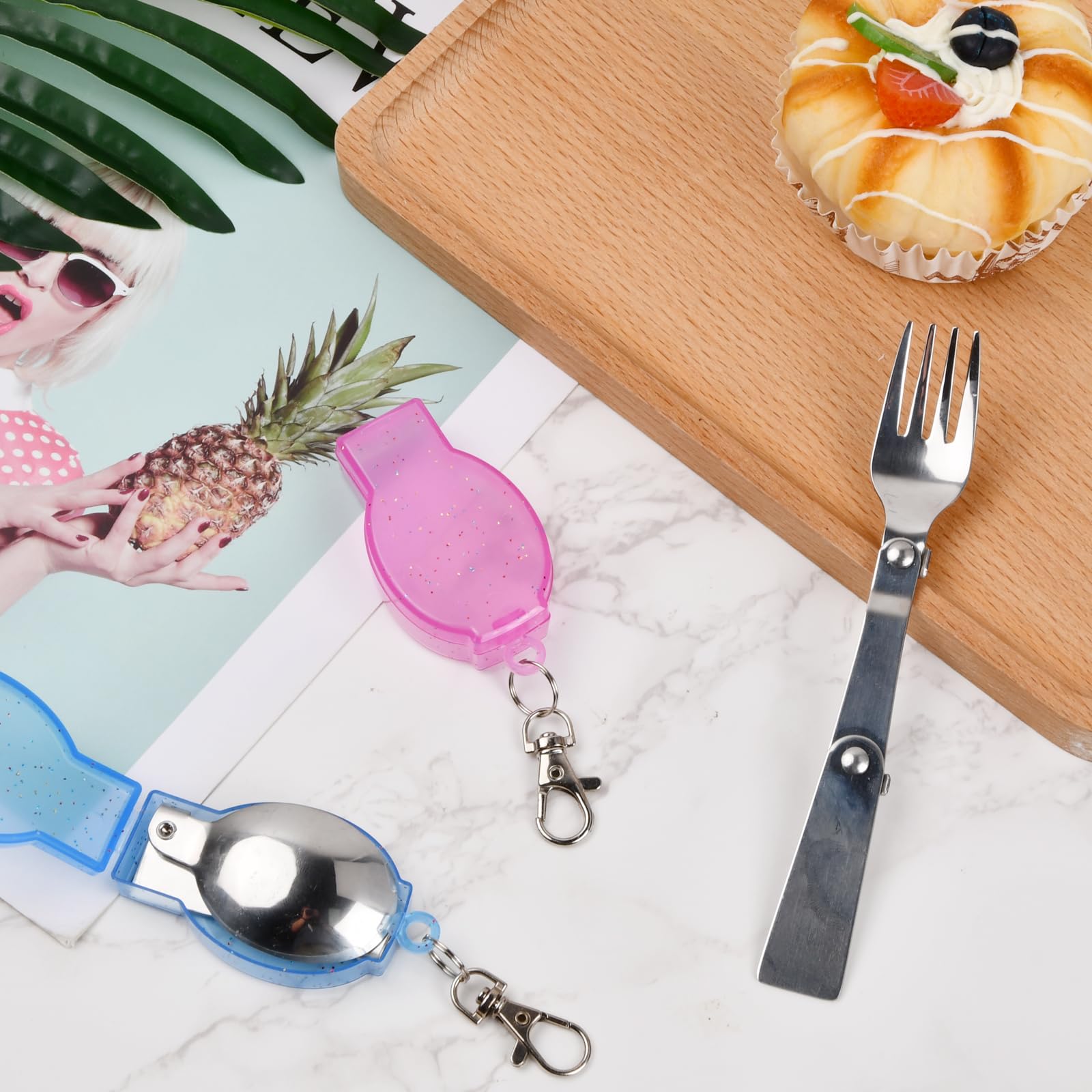 Image secondaire de Ensemble de Couverts Pliables Hoxfly en Acier Inoxydable pour Camping et Voyage