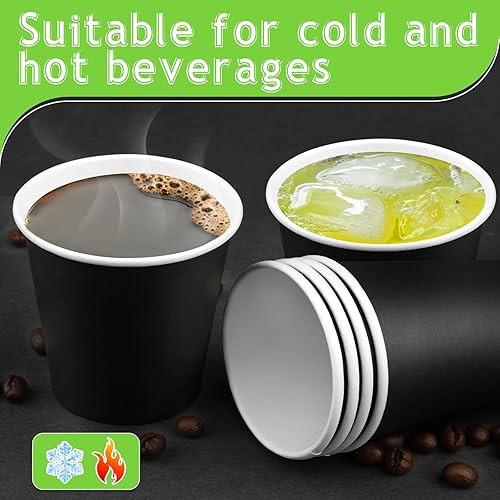 Miniatura 4 de Fedmut Vasos de papel negro de 8 onzas, tazas de café de papel, vasos desechables para beber, vasos de papel para bebidas calientesfrías, tazas de