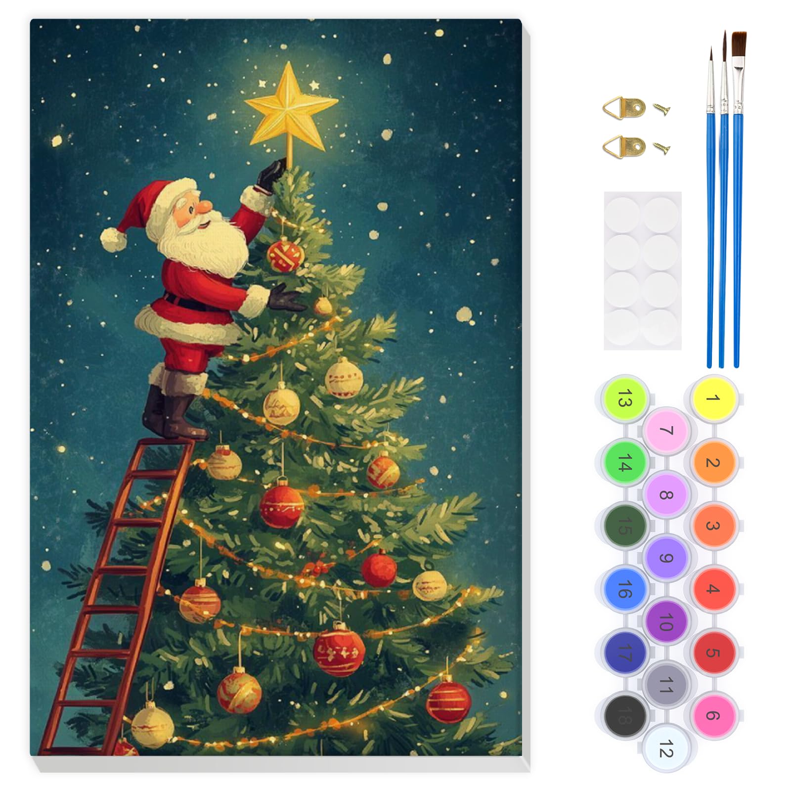 EOBROMD Christmas Tree Paint by Numbers for Adults Beginner with Frame, Paint by Numbers Kits, Painting by Numbers on Canvas, DIY Acrylic Painting Kit Art and Crafts for Home Wall Decor, 8x12inch