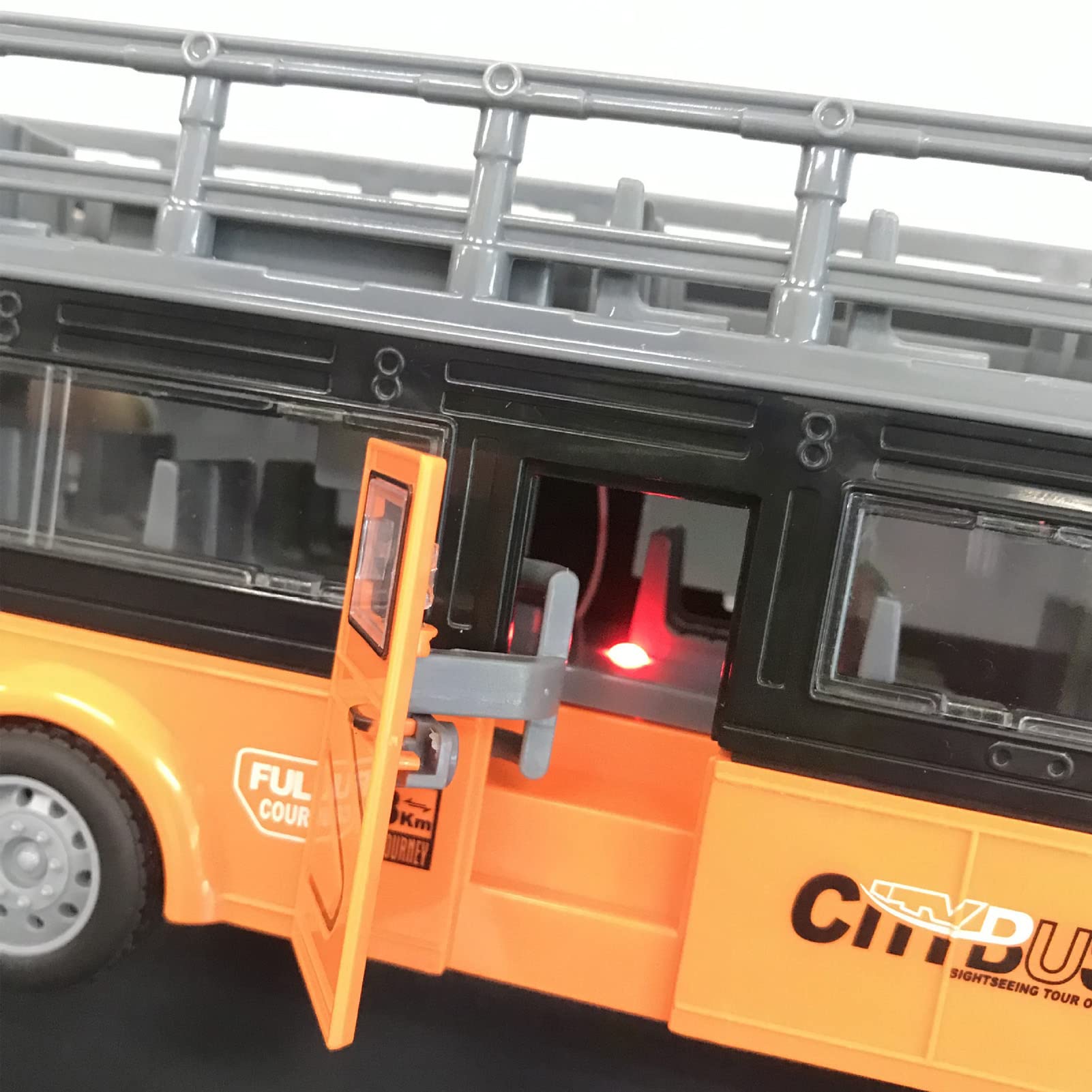 Bus télécommandé, 4 Canaux électroniques, Ouverture des Portes, Fonction D'accélération, Bus RC à Deux étages pour Enfants de 3 Ans et Plus (QH204 9 Bus Touristique)