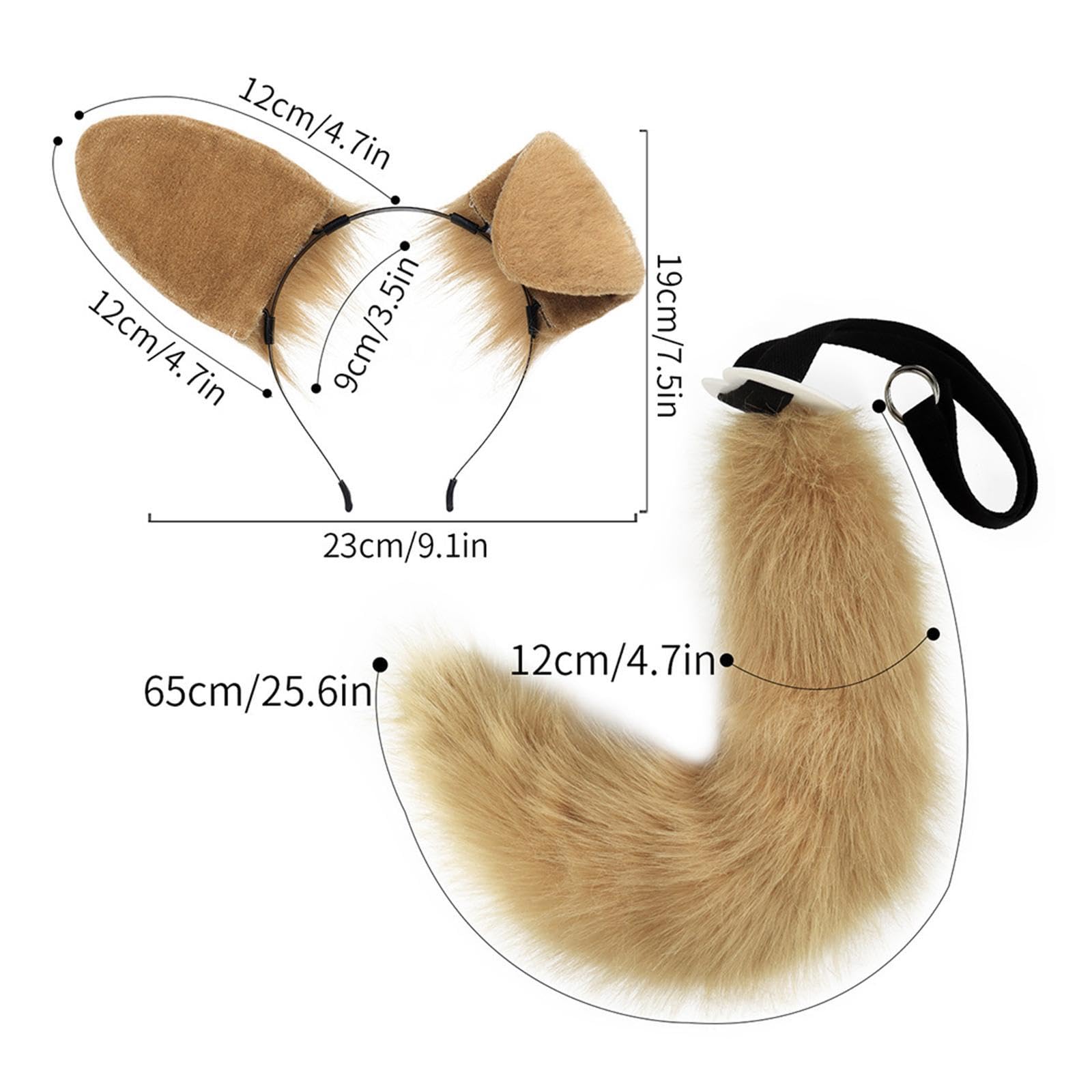Ensemble Oreilles et Queue d'animal, Cadeau Cosplay, Longue Queue pour Jeu de Rôle, Bal de, Anniversaire