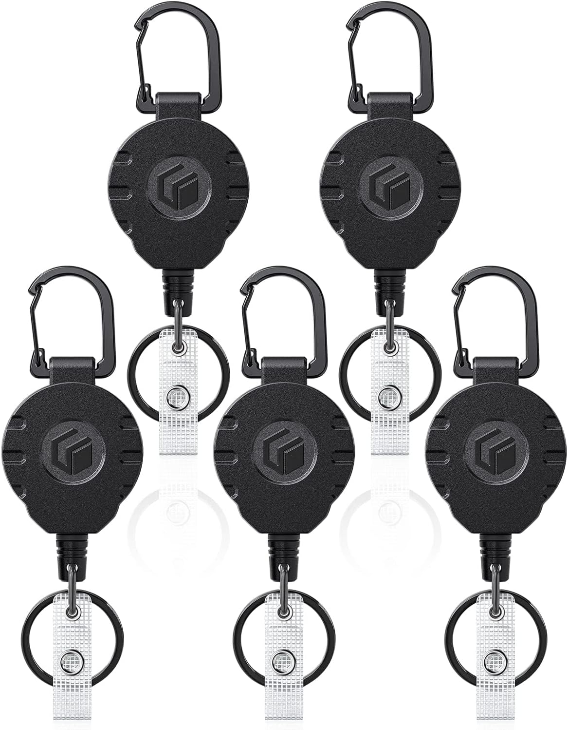 Uniclife 10 Pack Retractable Keychain Heavy Duty Carabiner Badge Holder Tactical ID Badge Reel for up to 8 oz with Stainless Steel 31.5 Inch Steel Wire Rope Retractable Lanyard Clip and Key Ring