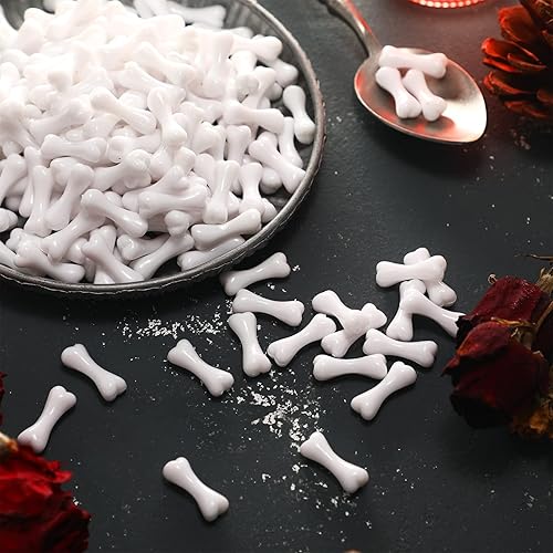 Miniatura 5 de 300 piezas de mini huesos de esqueleto de Halloween de plástico blanco falsos pequeños huesos humanos de las cavernas en miniatura para