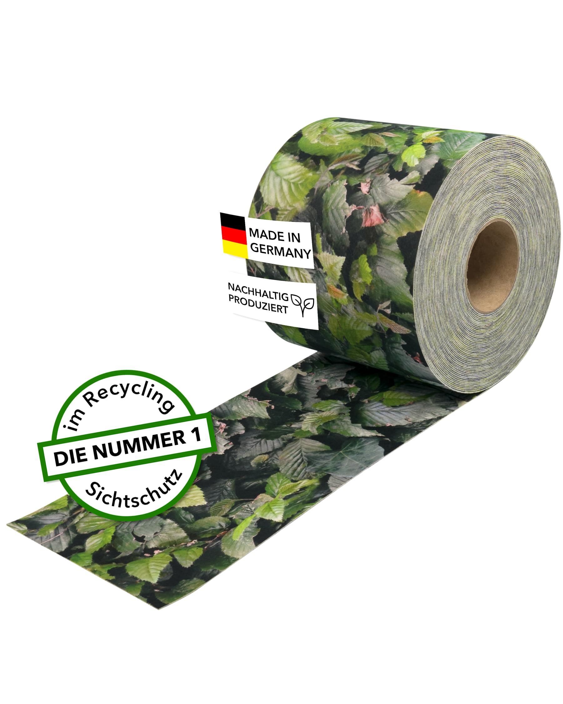 Sichtschutzstreifen Polyester - nachhaltiger Sichtschutz für Doppelstabmattenzaun - Motiv Windschutz 23,4 m x 19 cm - Sichtschutz-Rolle - Buchenhecke