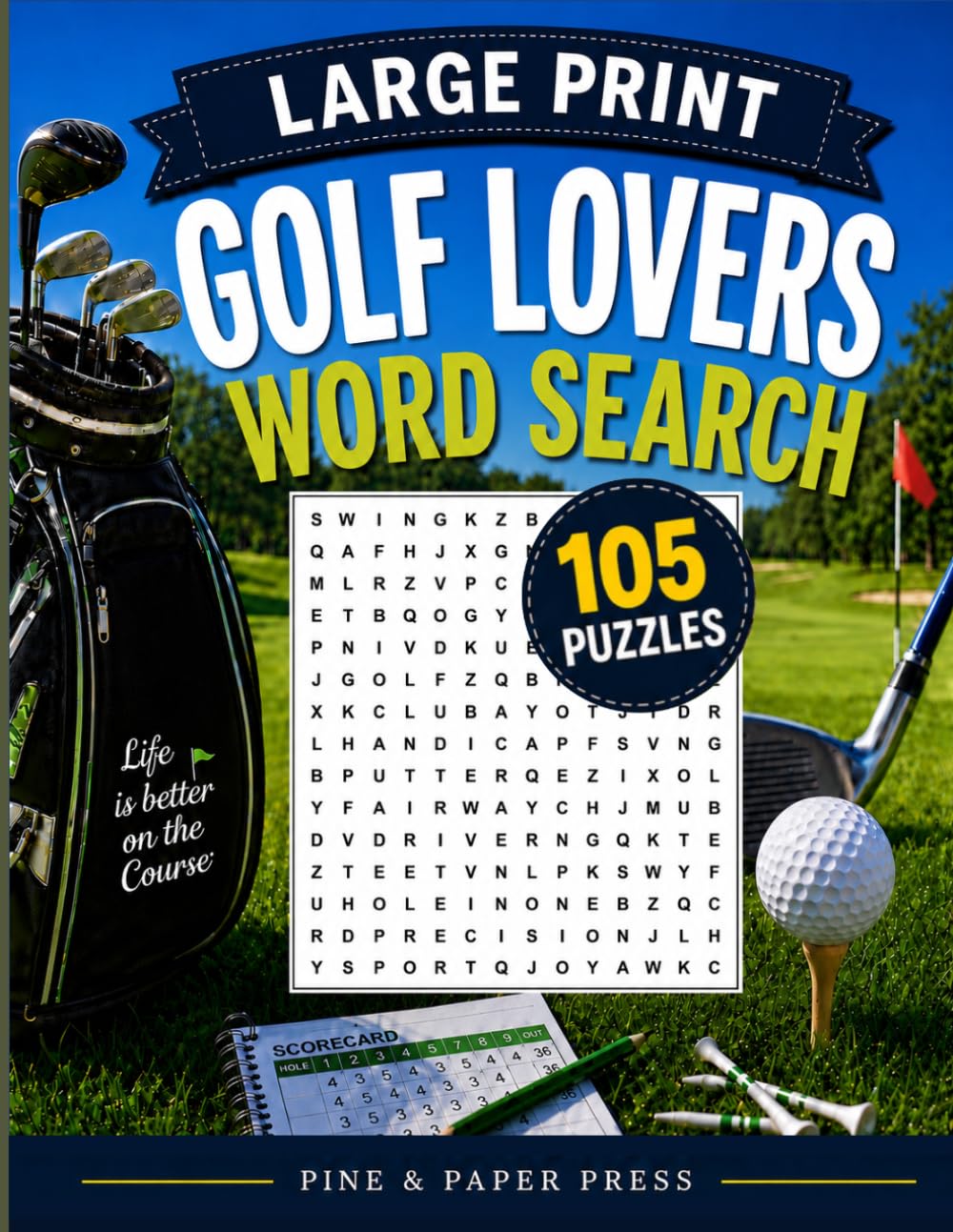 Golf Lovers Large Print Word Search: 105 Fun Puzzles for Golf Lovers