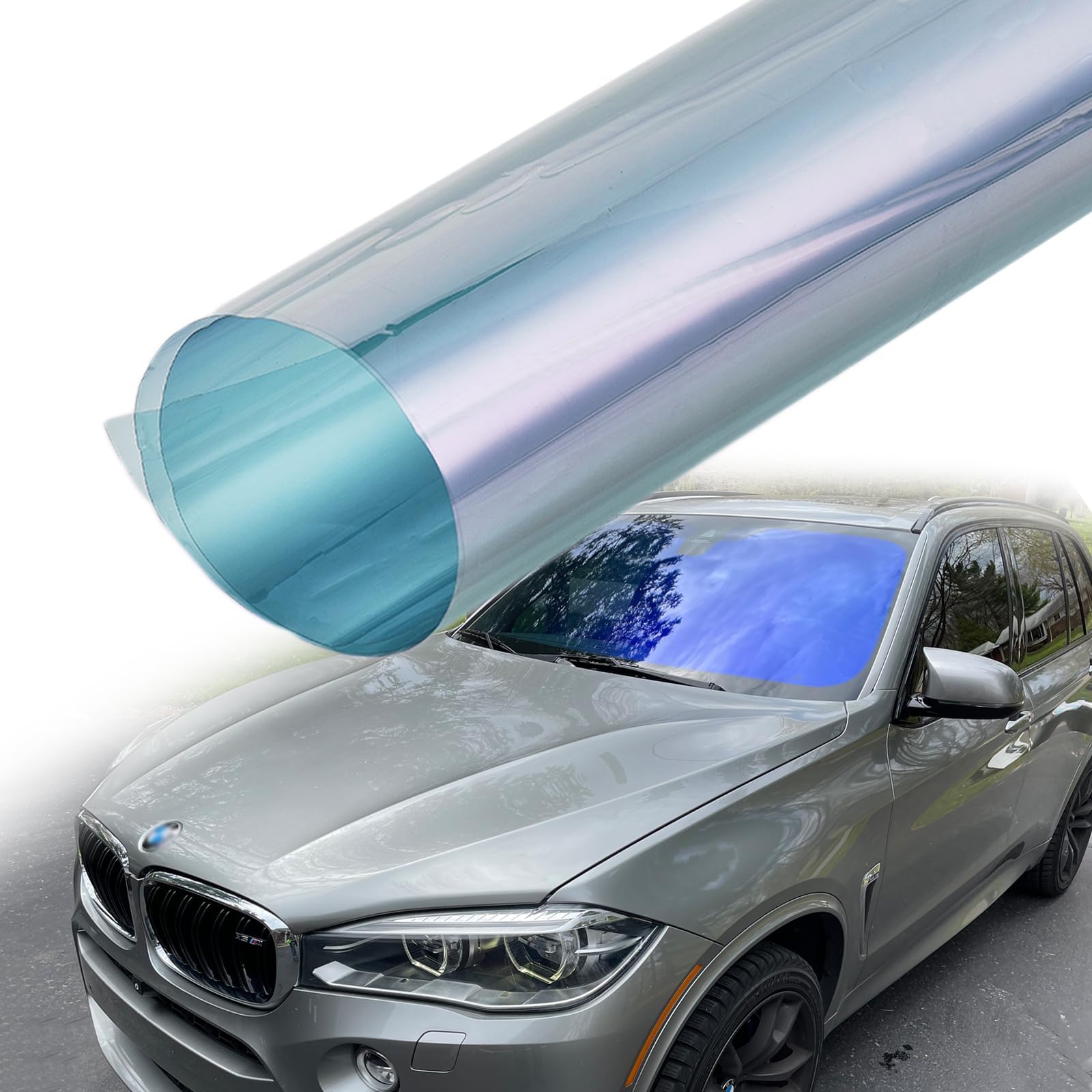 Charming Purple Blue Colorful Car Chameleon Windshield Tint Film 73.8% VLT Car Front Window Solar Protection Tint Color Change Window Film, 19.68" x 118.11"